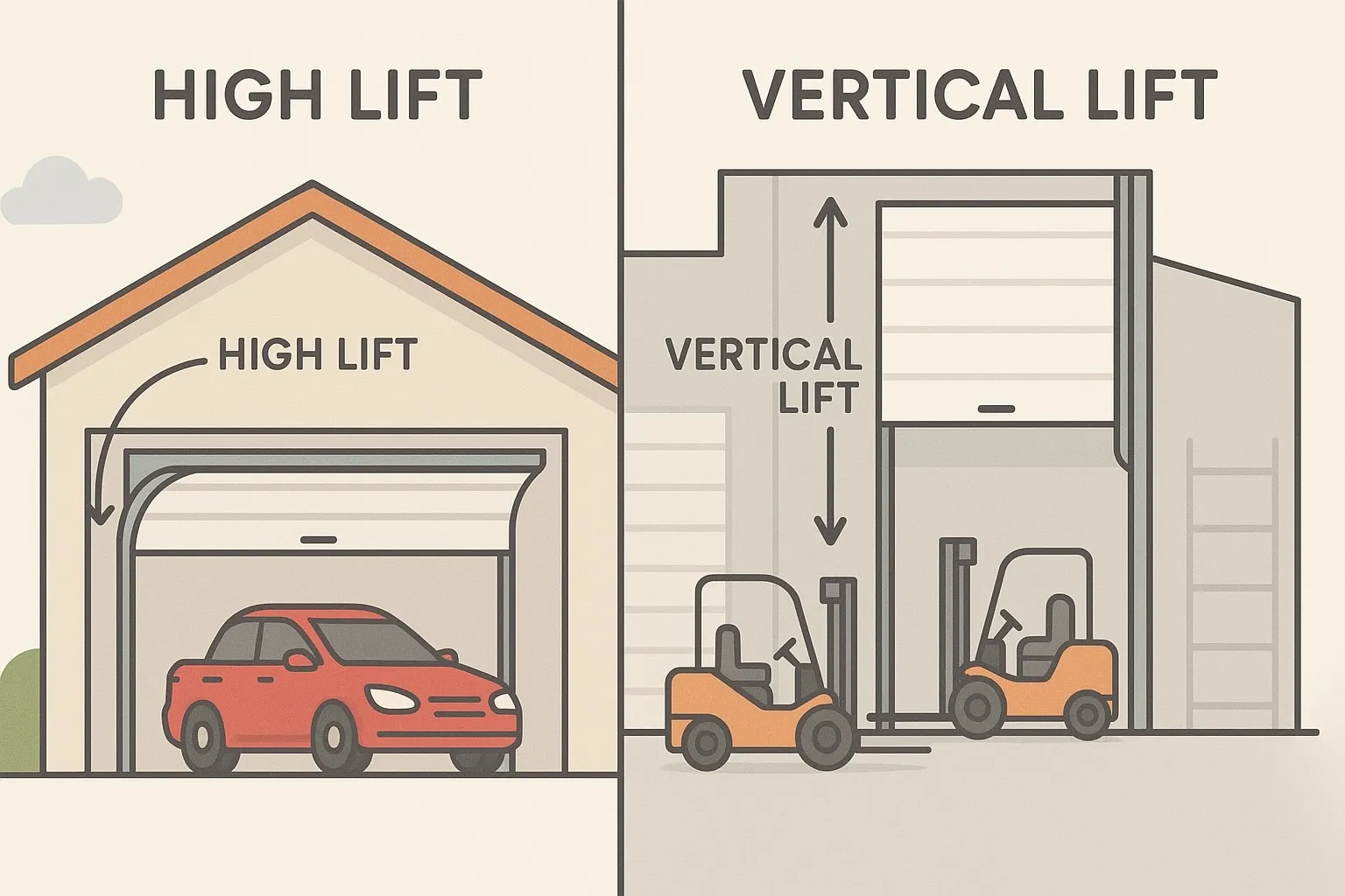 High Lift vs. Vertical Lift Garage Doors: What’s the Difference?